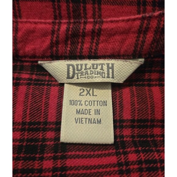 Duluth Trading Shirt Womens 2XL Red Plaid Flannel Button Up Roll Sleeves Cotton - Picture 6 of 6